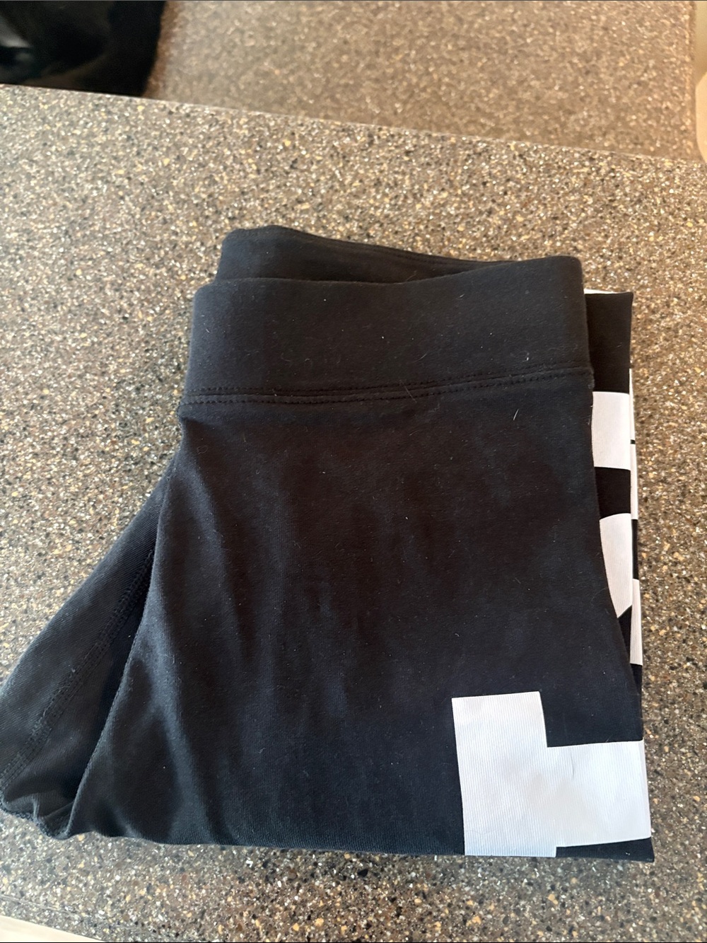 Nike….just do it…… Black Leggings with White Block Graphic